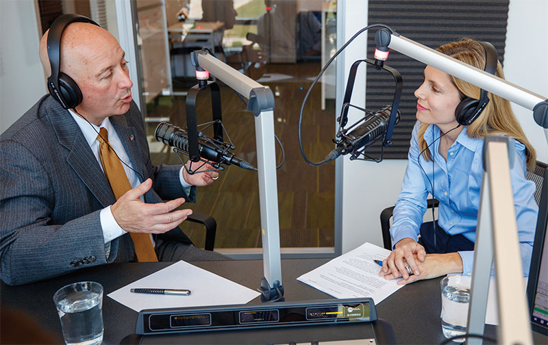 Yeutter Institute Director, Jill O'Donnell, interviews a subject for the Trade Matters Podcast