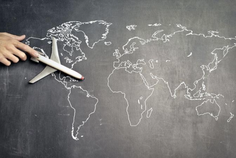 Toy plane on chalkboard