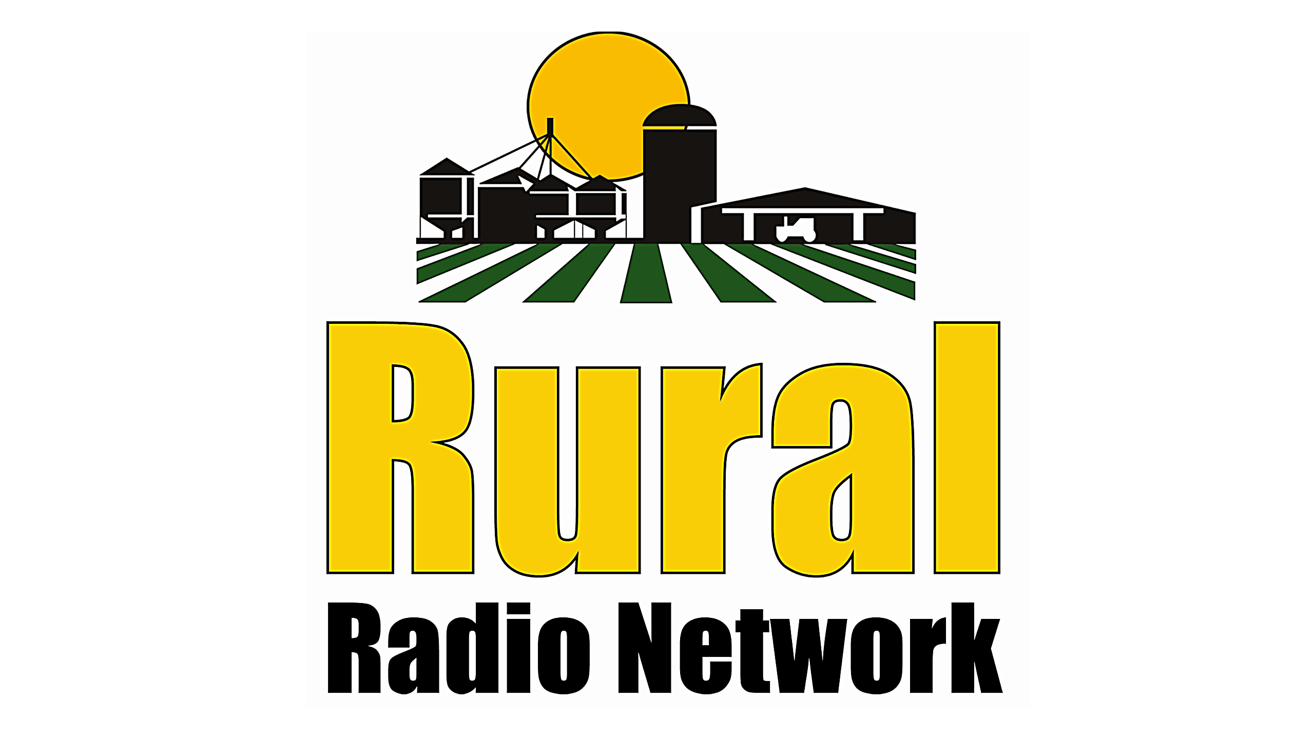 Rural Radio Network logo with farm buildings, yellow sun, and green fields.