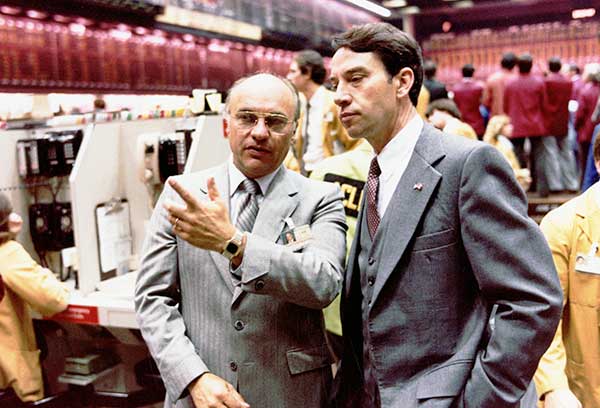 Clayton Yeutter with Congressman Chuck Grassley at Chicago Mercantile Exchange.